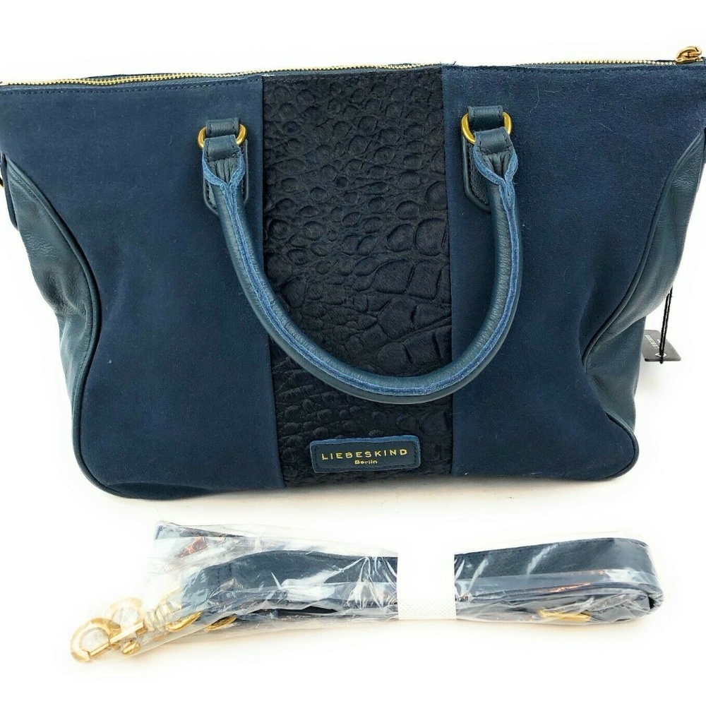 LIEBESKIND Berlin Navy Soft Leather Satchel Bag